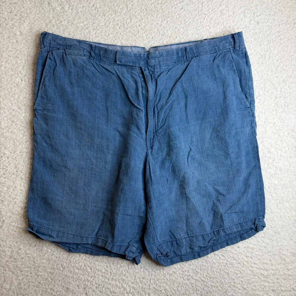 Polo Ralph Lauren Mens 42 Tall Blue 100% Linen Classic Fit Shorts Chambray